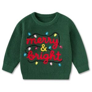 Toddler Christmas Sweater 24M Merry & Bright Knit Pullover, Holiday Sweater NWOT